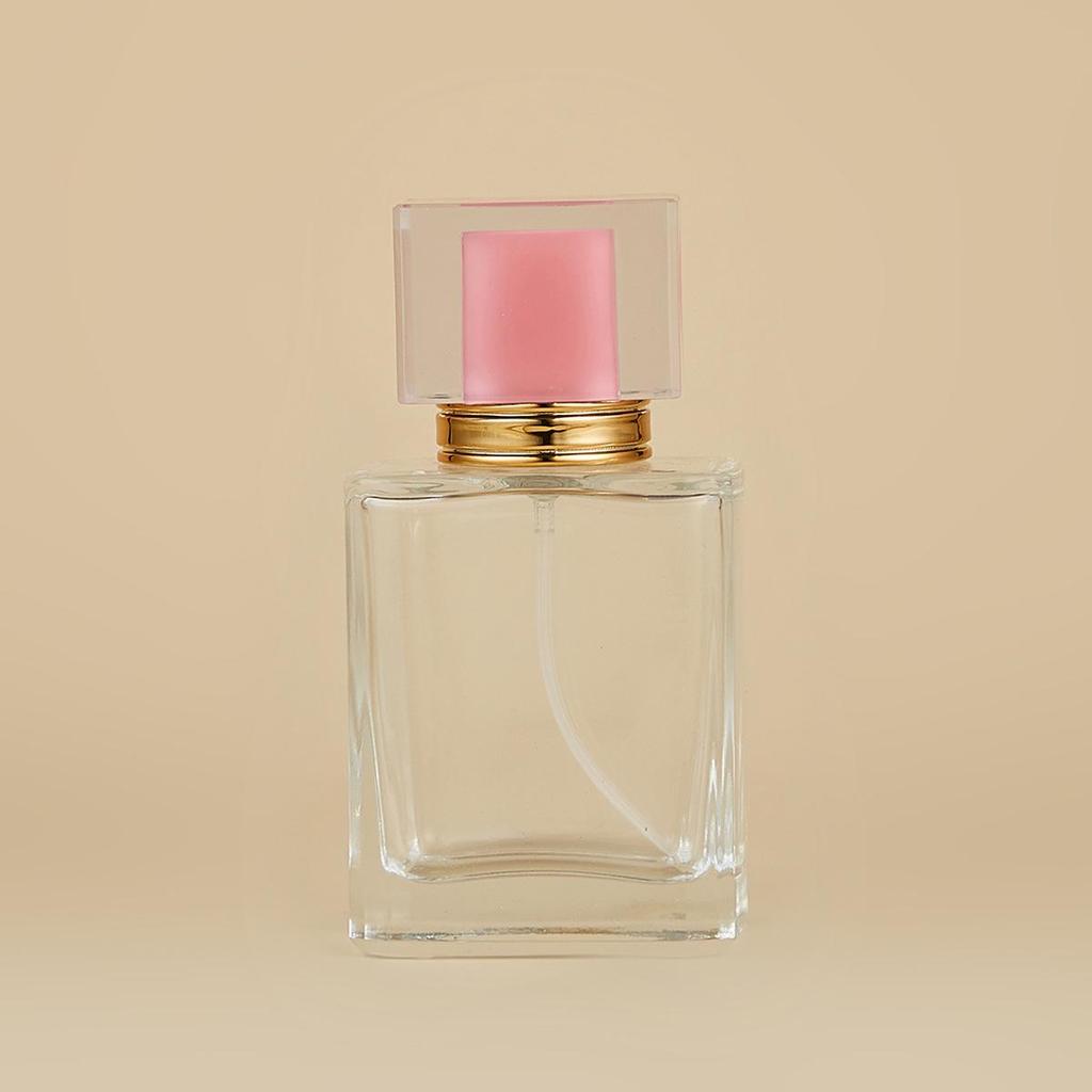 Spot 3050ml Square Glass Perfume Bottle with 15-Tooth Screw-Top and Thick Bottom, Reusable Cosmetic Spray Bottle