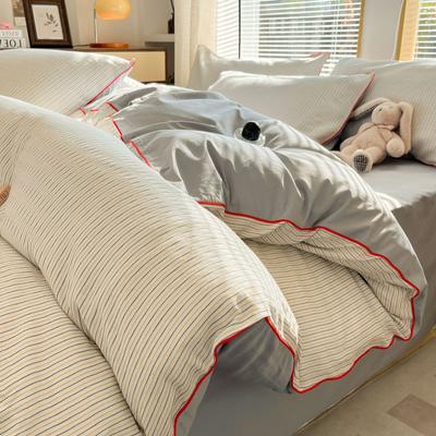 Set Simplu Clasa A din Bumbac Pur pentru Pat 4 Bucăți Set de 100 Bumbac Jacquard Husa Pilote Cearșaf Pălărie de Pat Umană Dormit Dezbrăcat Primăvară și Vară Lenjerie de Pat