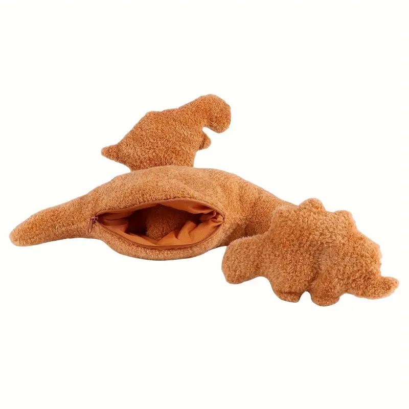 4-teiliges Dinosaurier- und Chicken-Nugget-Plüschset – Weicher Stegosaurus und Mini-Kuscheltiere für Kinder – Perfekt für Geburtstag, Ostern, zum Einschlafen
