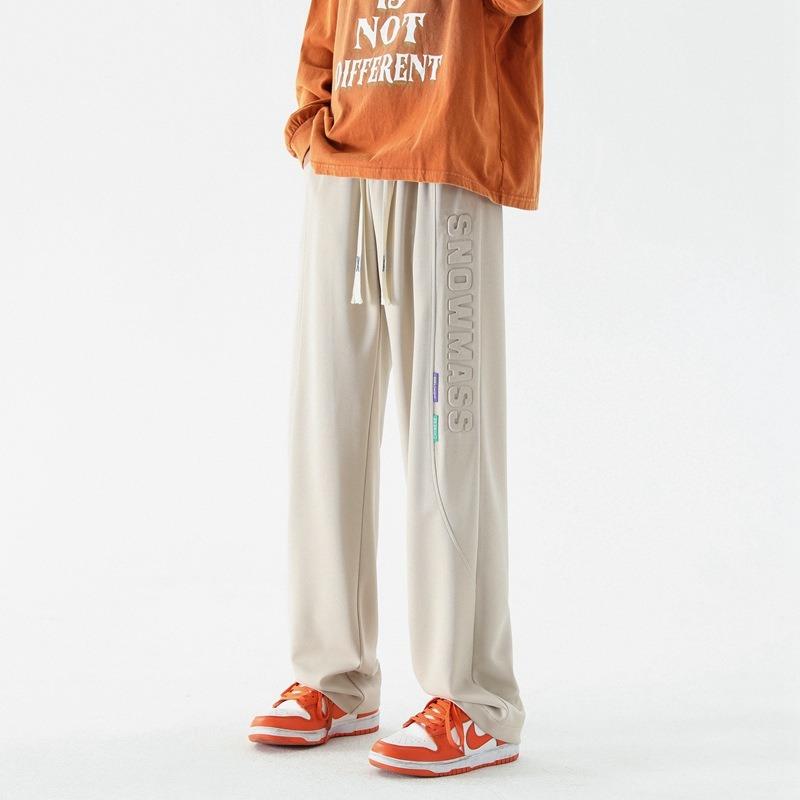 Spring and autumn new men's straight casual pants loose and versatile gray sports long pants drape wide-leg pants