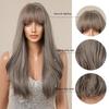 EASIHAIR Długie proste peruki z grzywką Szare syntetyczne peruki dla kobiet Codzienne peruki cosplay Peruki z włókien odpornych na ciepło