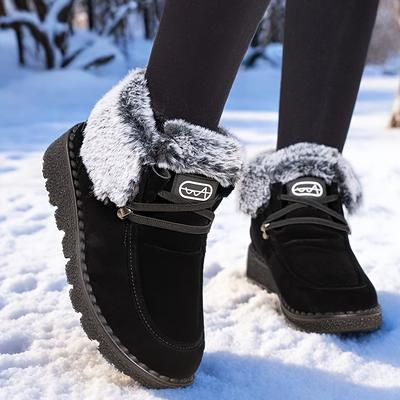 Winter Damen Dicke Warme Stiefel Modisch und Vielseitig Outdoor Flache Kurze Stiefel