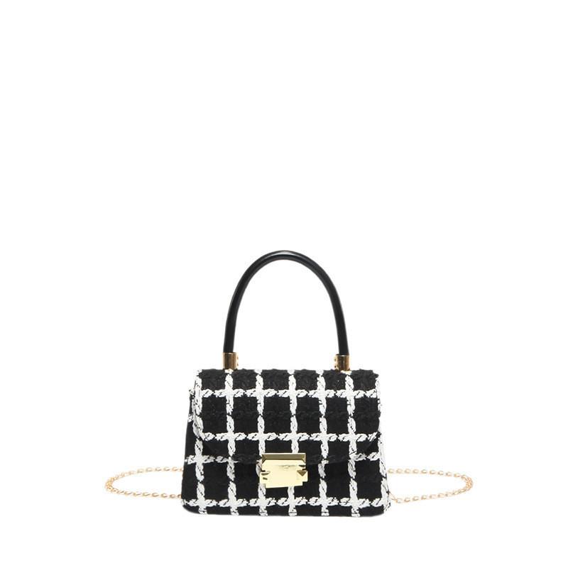 Trendy Street Style Chic Plaid Handbag For Women 2024 Summer Luxe Crossbody Bag Plaid Black
