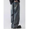 Spring Men's Vintage Multi-Pocket Cargo Jeans Vintage Distressed Baggy Denim Pants High Street Straight Wide Leg Jean