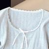 Women's French Style Lace Patchwork Knit Short Sleeve Top