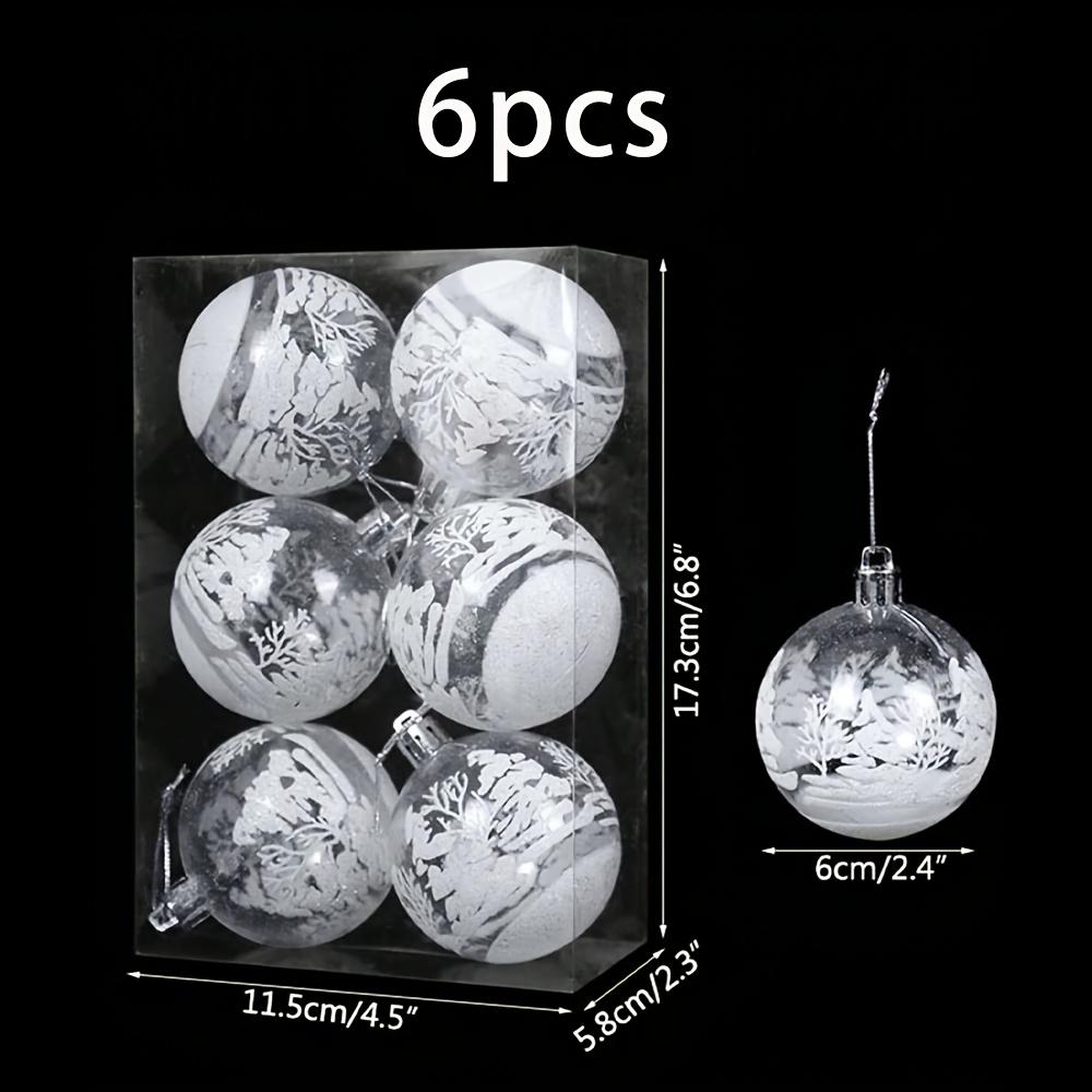 

Round Snowflake Christmas Balls Set Glitter Ball Ornaments Xmas Tree Hanging Pendants For Home Holiday Party DIY Crafts Supplies 6cm