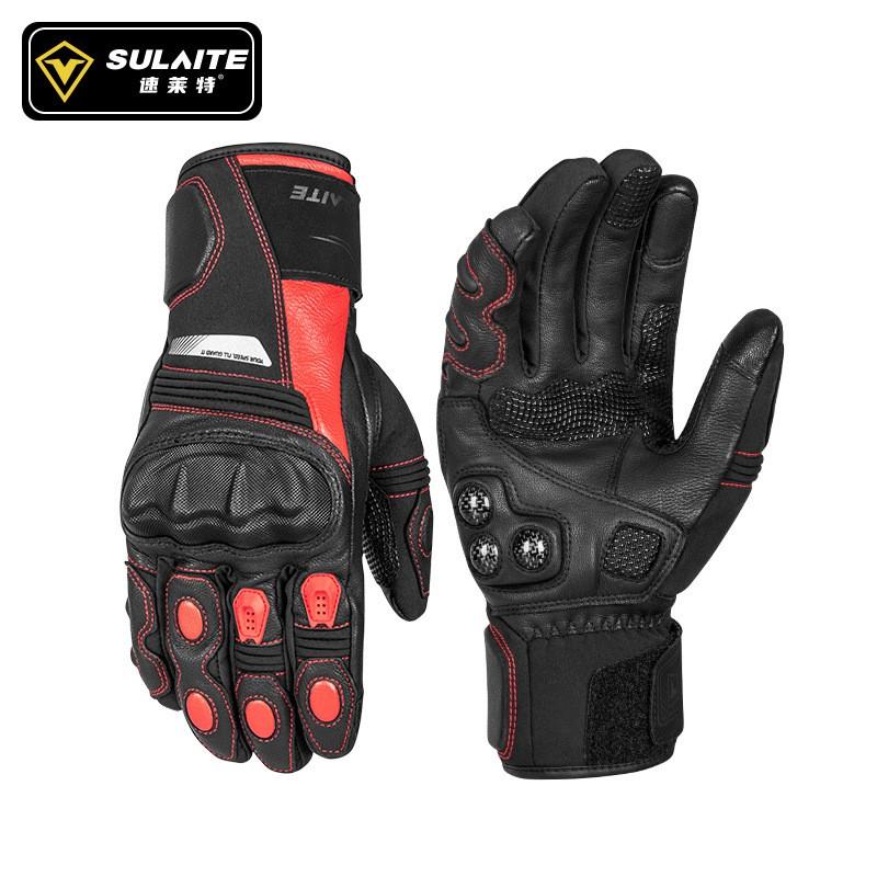 Winter Motorcycle Gloves PU Leather Thickened Insulated Waterproof Anti-Slip Riding Protective Gear Biker Medium