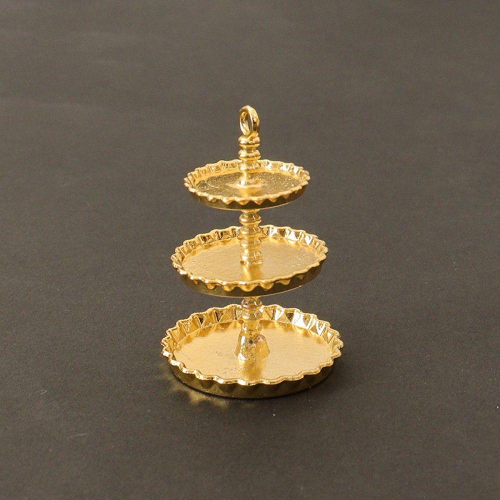 Three-layer Mini Dessert Cake Stand Non-toxic Dollhouse Model Cake Stand Miniatures  Birthday Gift