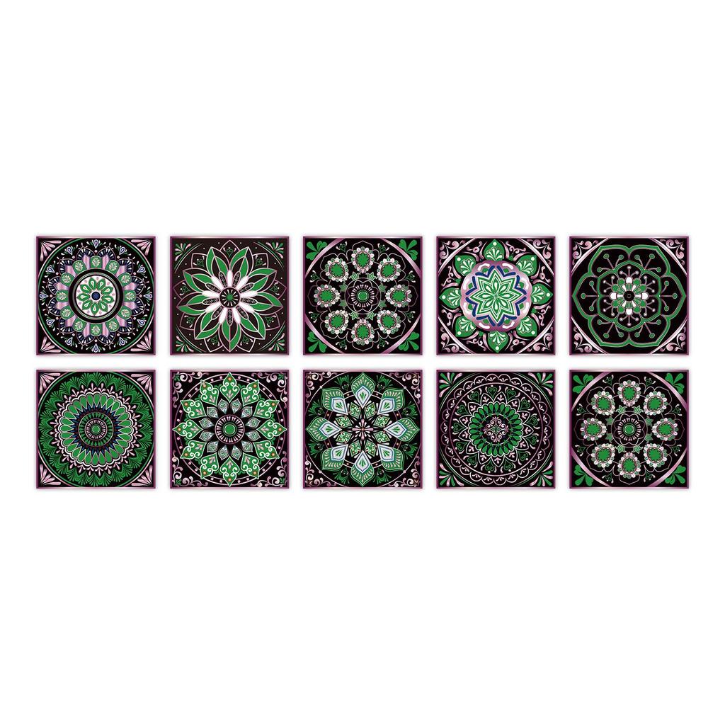 10-Pack European Style Floral Tile Wall Stickers for Living Room and Bathroom - Self-Adhesive PVC Crystal Film