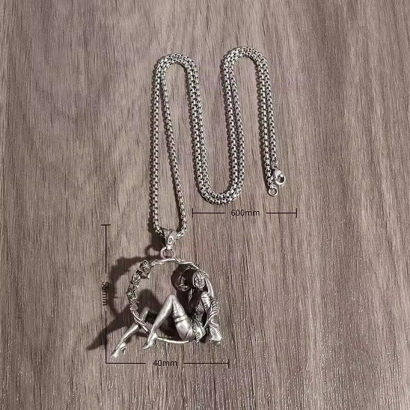 Trendy Punk Style Antique Finish Alloy Pendant Necklace For Fashionable Occasions