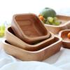1Pc Square Wood Bowl 4 Size Fruit Salad Bowl Large Small Wooden Plate Snack Dessert Serving Dishes Food Container Wood Tableware