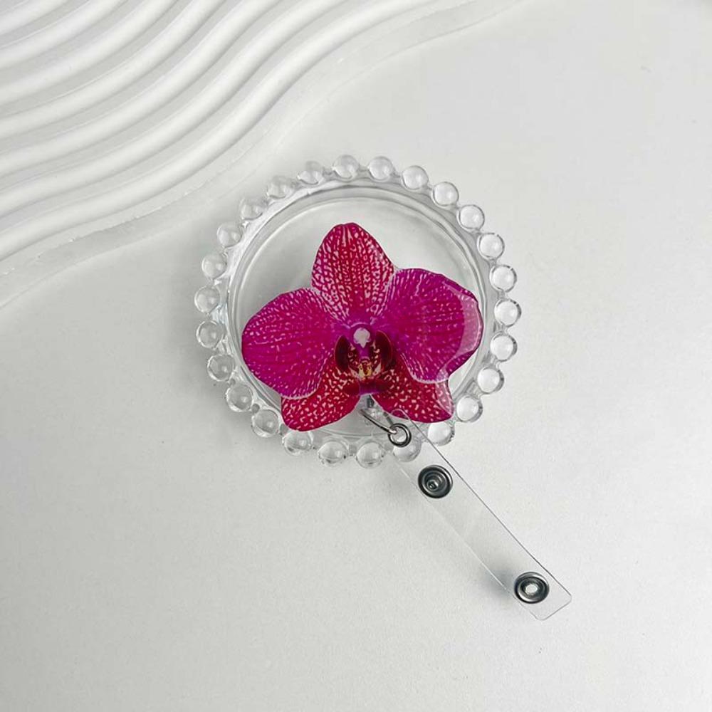 Akrylharts Hållarklämma Orkidéblomma Formad Namnskylt Märke Arbetsintyg