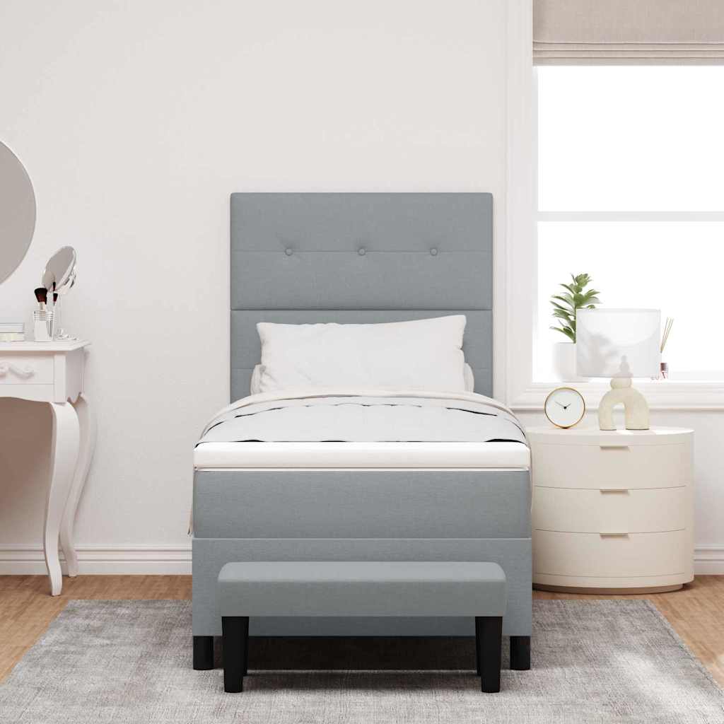 Boxspring Bed with Headboard Light Gray 100 x 200 cm Fabric