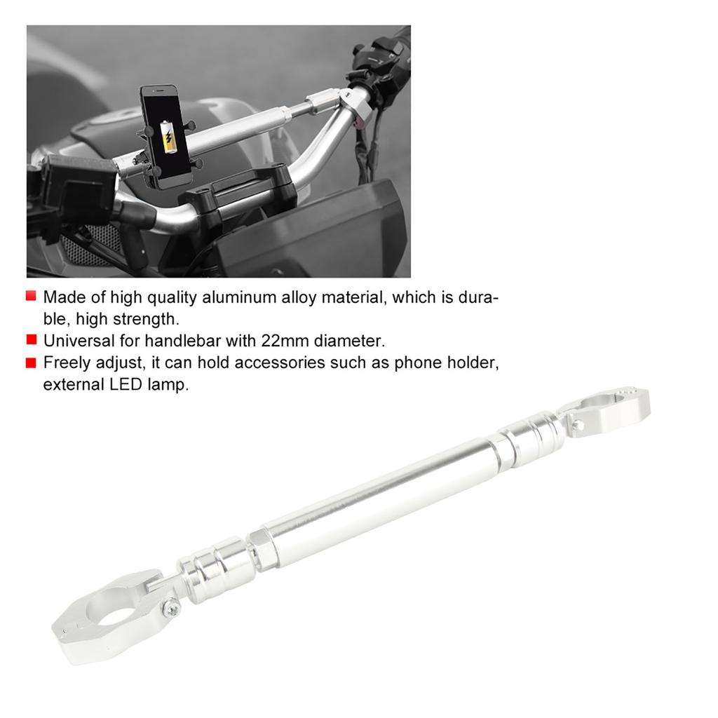 Aluminum Alloy Motorcycle Balance Handlebar Cross Bar Motorbike Accessories (Silver)