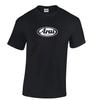 White Arai Helmet Racing Logo On Cotton Black T-Shirt Tee Shirt S-5XL