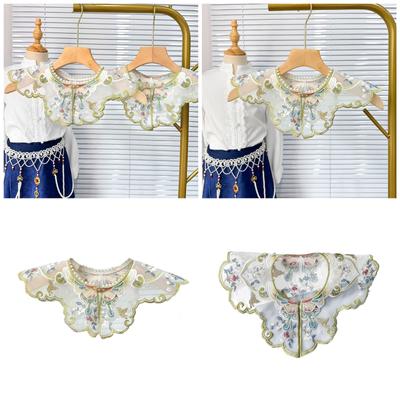 Traditional Embroidered Collar Sewing Applique Crafts Necklines with Floral Pattern for Chinese Culture Enthusiasts