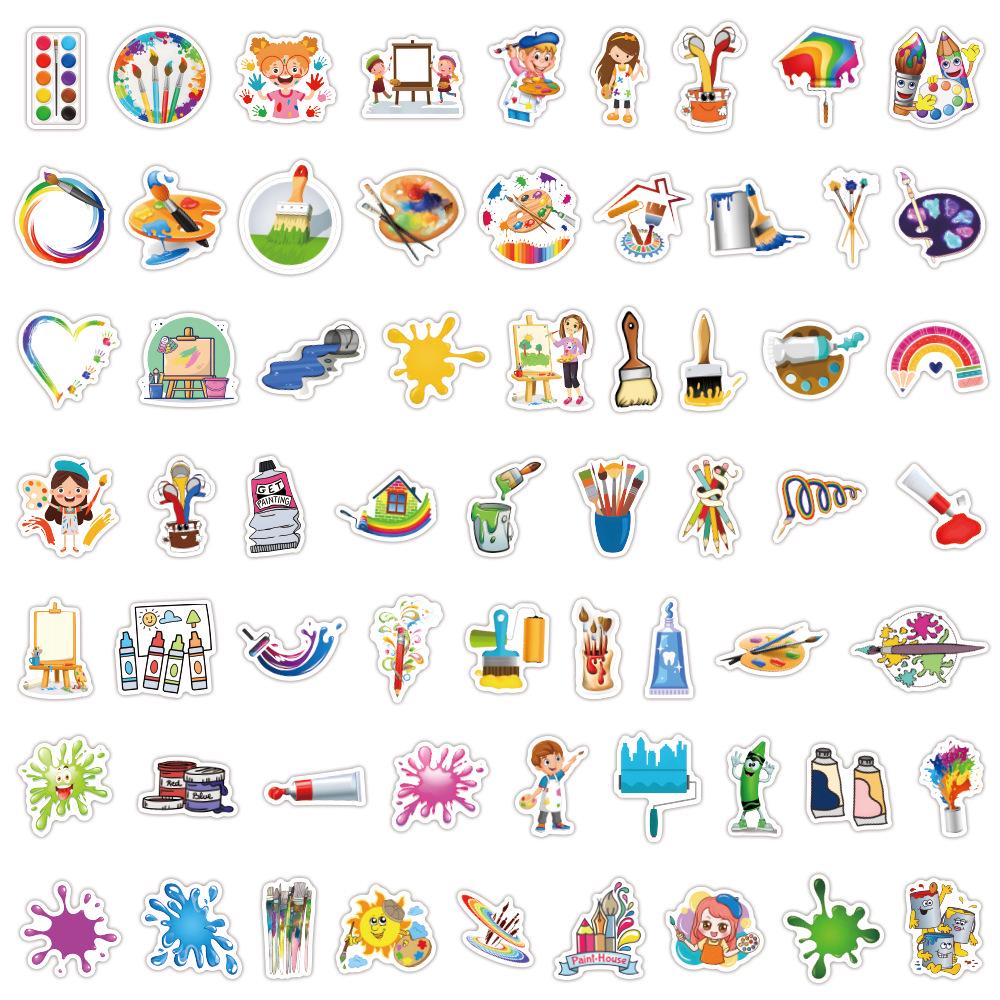 

60 Sheets Kids Cartoon Art Stickers: Journal, Stationery, Water Bottle, Computer Waterproof Decor