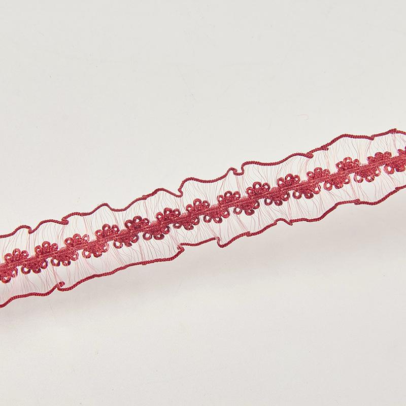 2cm Double-Sided Fish Silk Pleated Elastic Lace Trim for Neckline Decoration