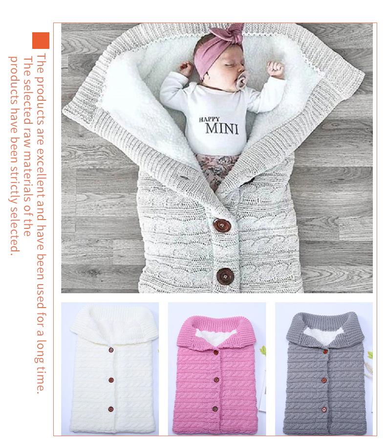 Cozy Autumn & Winter Baby Stroller Sleeping Bag - Wool Knit, Button Design, Plus Velvet, Thick & Warm.