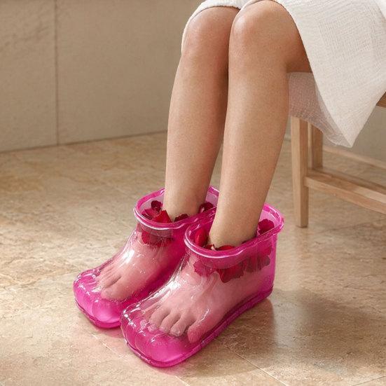 1 Pair Massage Foot Bath Shoes, Portable Feet Soaking Tub Feet Spa Shoes, Pedicure PVC Tall Foot Soaker for Foot Massage Relax