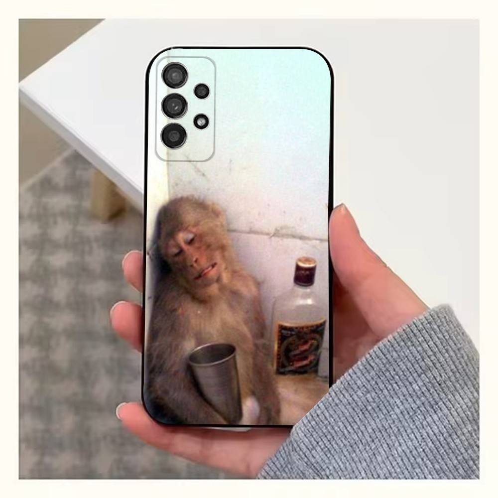 Cute Funny Monkey Phone For Samsung S22,Ultra,S25,S24,S23,FE,Plus,S21,S20,Lite,S10,S9,Soft Silicone Black
