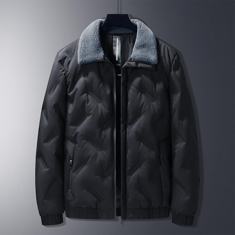 

Зимняя теплая мужская пуховая куртка, повседневная, большого размера, очень толстая, со стойкой, зимнее пальто, мужская куртка L чёрный