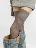 Women'S Sexy Lace Trim Nylon Fishnet Stockings Retro Floral Sweet Mesh Breathable Thigh High Long Socks Jk Over The Knee Socks High Quality
