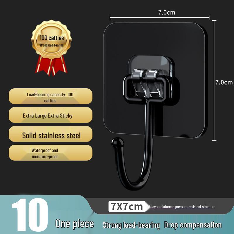 Punch-Free Transparent Wall-Mounted Adhesive Hooks