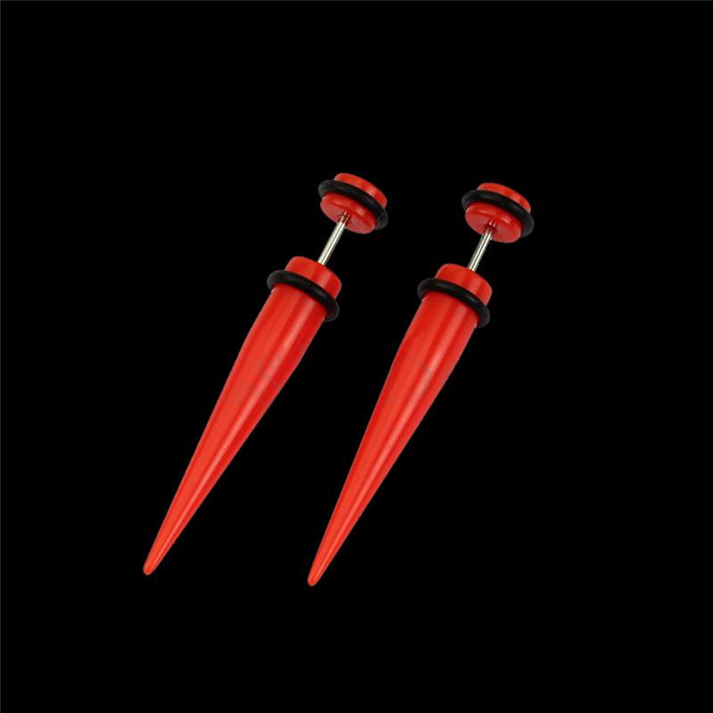 Long Cone Acrylic Perforation Stud Earring Fake Ear Expender Plugs Piercing
