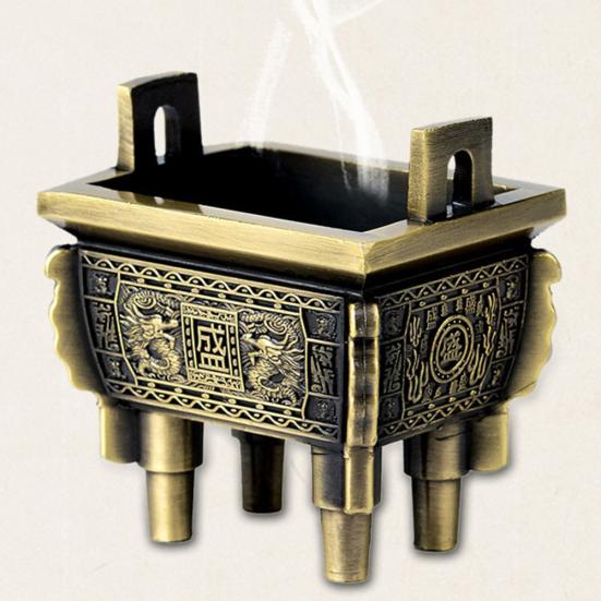 Chinese Square Tripod Incense Burners Cone Coil Stick Holder Base Home Decor