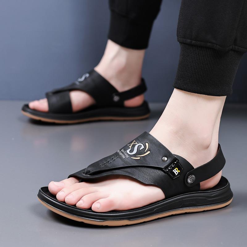 Fashion Fashion Casual Flat Outdoor Beach Men Sandals Summer Soft Sole Male Flip-flops Leather Lightweight Man Slippers Sandalias Hombre