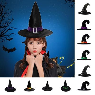 Gilding Halloween Witch Wizard Hat Bending Angle Devil Cap Cool Halloween Hat  Adults