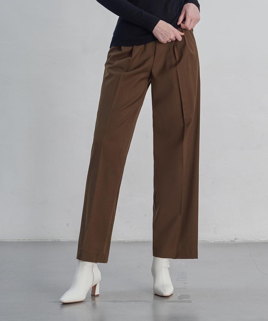 Julliapepe Signature Wool Semi Wide Slacks (Brown)
