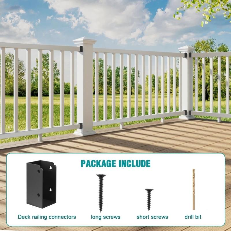 4Pcs Deck Railing Bracket Connector Stair Fence Rail Brackets Deck Hardware for Enhances Stability and Safety Enduring