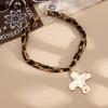Adjustable Sea Star and Conch Pattern Cotton Cloth Necklace With Alloy Charm for Casual Outfits or Travel Accessories