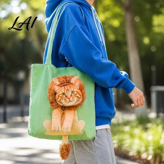 Durable Canvas Pet Carrier Bag Cat Bag Tote with Drawstring Window Safety Small Dog Travel Window Buckle Foldable Shoulder for Dogs And Cats