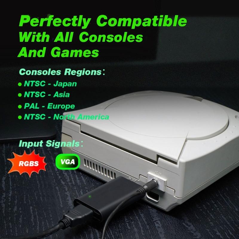 Videospiel-Adapter für Konsolen-Spiel-Adapter 16:9/4:3 Austausch RGBS VGA zu HDTV Konverter Gaming Zubehör