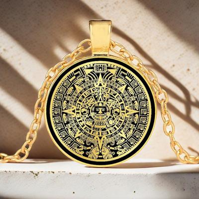 Aztec Calendar Mayan Necklace Jewelry Pendant  Men Women