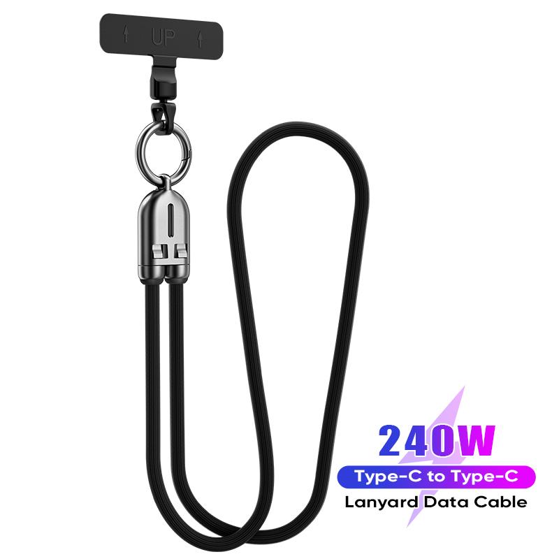 240W 48V 5A Type-C to Type-C Fast Charging Data Cable With Lanyard, USB-C Quick Charge Cord Compatible With iPhone16, Samsung, Huawei & MacBook