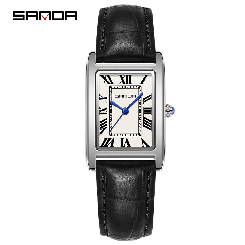 Sanda Retro Waterproof Quartz Watches: Stylish Roman Numeral Square Design for Men and Women