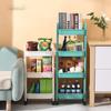 4 3-Tier Plastic Rolling Utility Cart Multi-Functional Storage Trolley for Bedroom Kitchen Movable Storage Organizer with Wheels