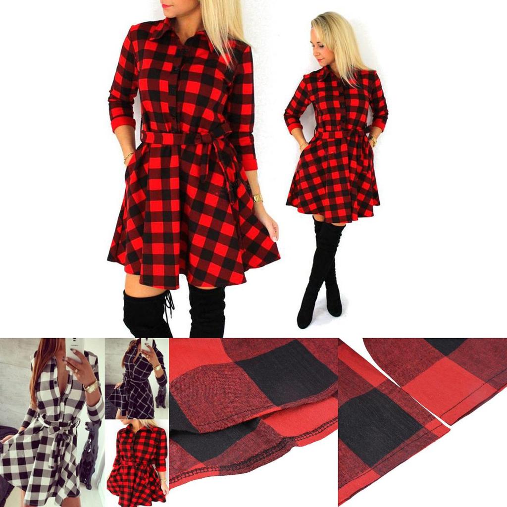 Elegante Camisa de Moda a Cuadros para Mujer con Cordones y Cuello de Encaje Vestido Ajustado para un Estilo Casual Chic