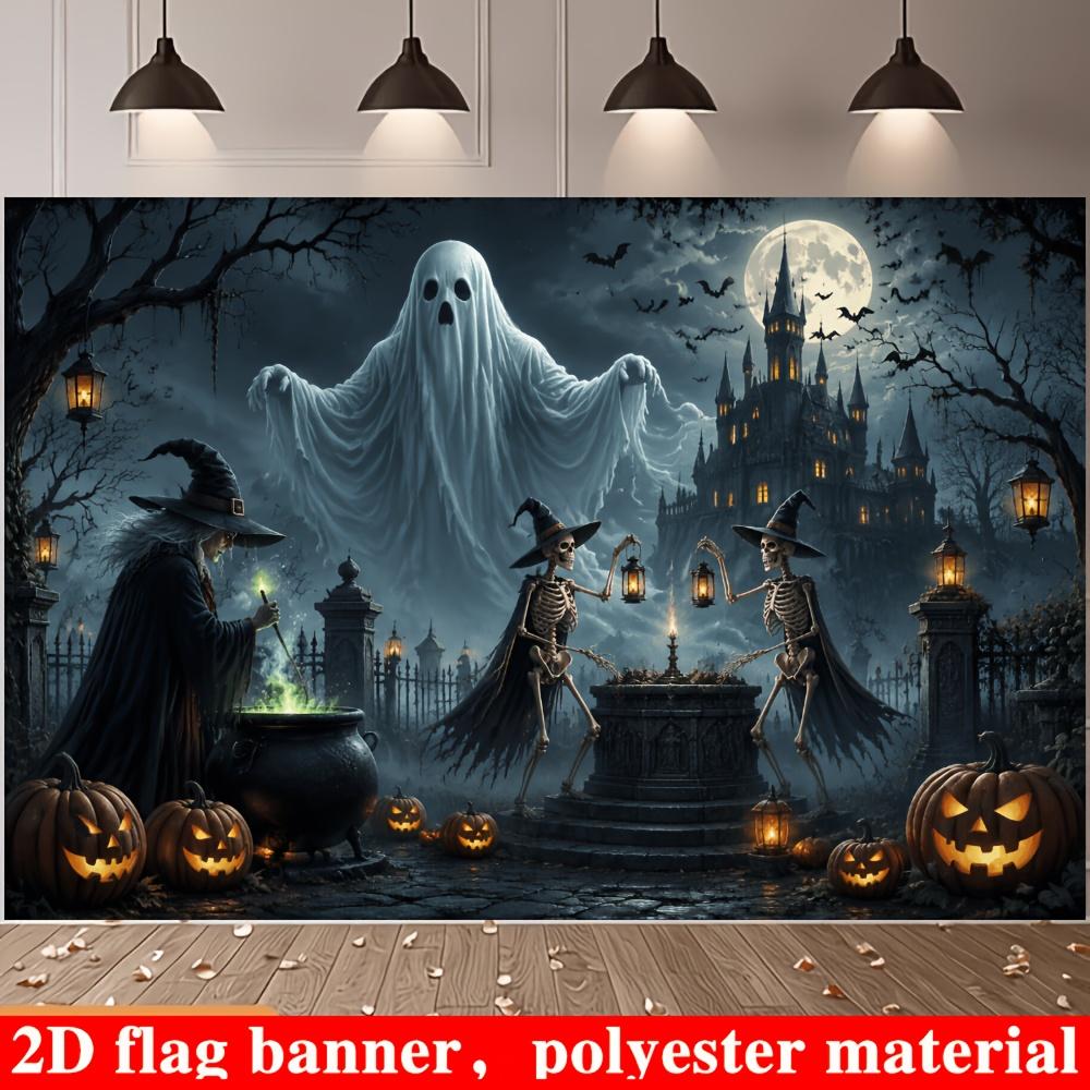 2D flat banner, 1 piece - Halloween-themed banner background