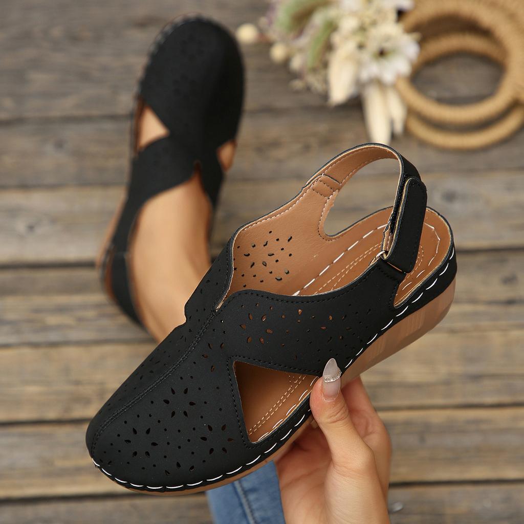 Plattform-Damenschuhe mit dicker Sohle und atmungsaktiven Klettverschluss-Flip-Flops