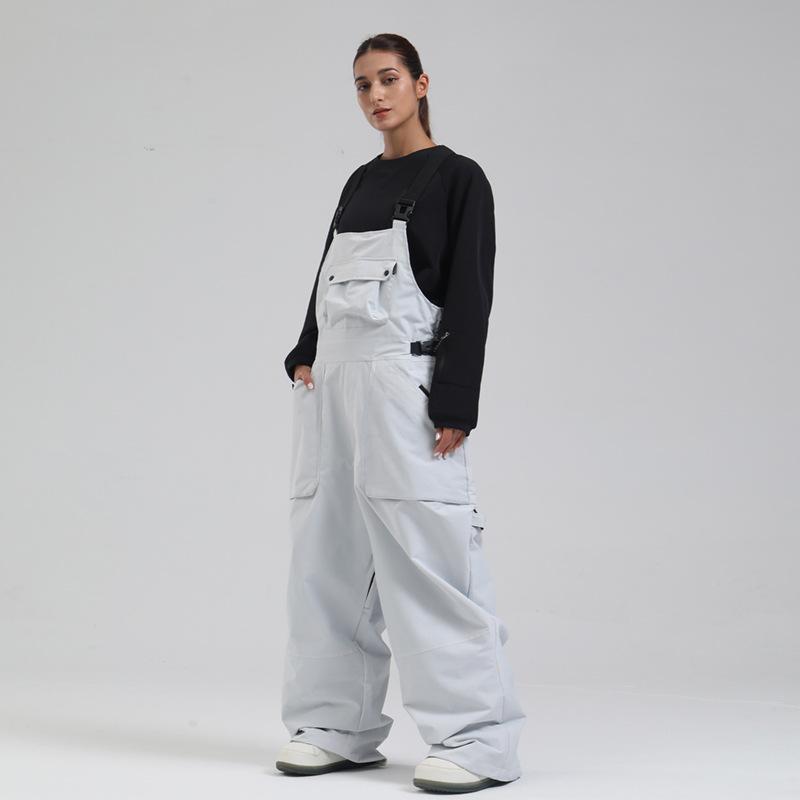 Outdoor Ski Bibs for Women and Men Breathable Loose Fit Skiing Snow Bibs Pants Waterproof Snowboarding Pants Unisex Insulated Warm Snowboard Overalls