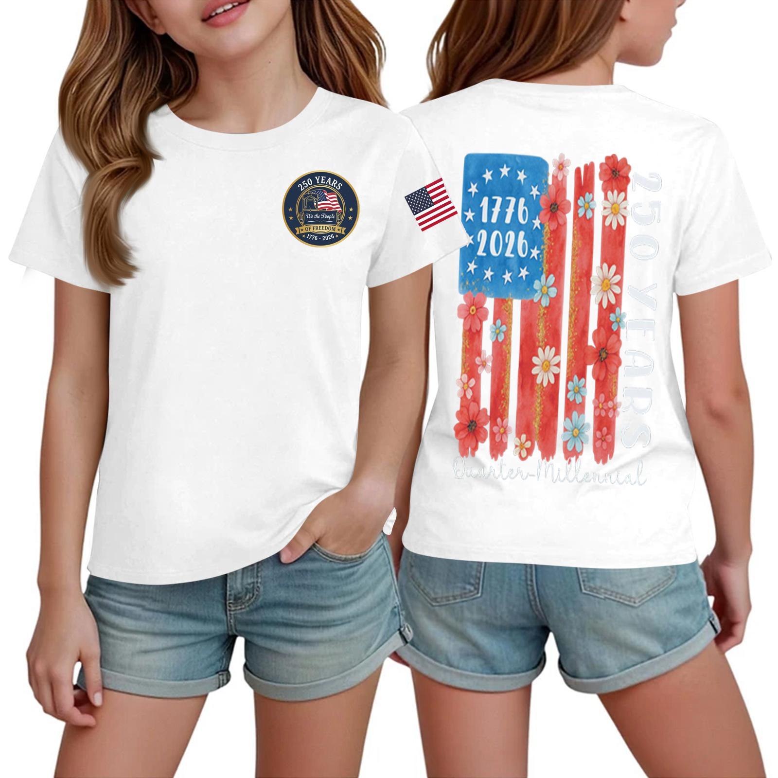

Kids Print Round Neck Short Sleeve Casual T-shirt 160 білий
