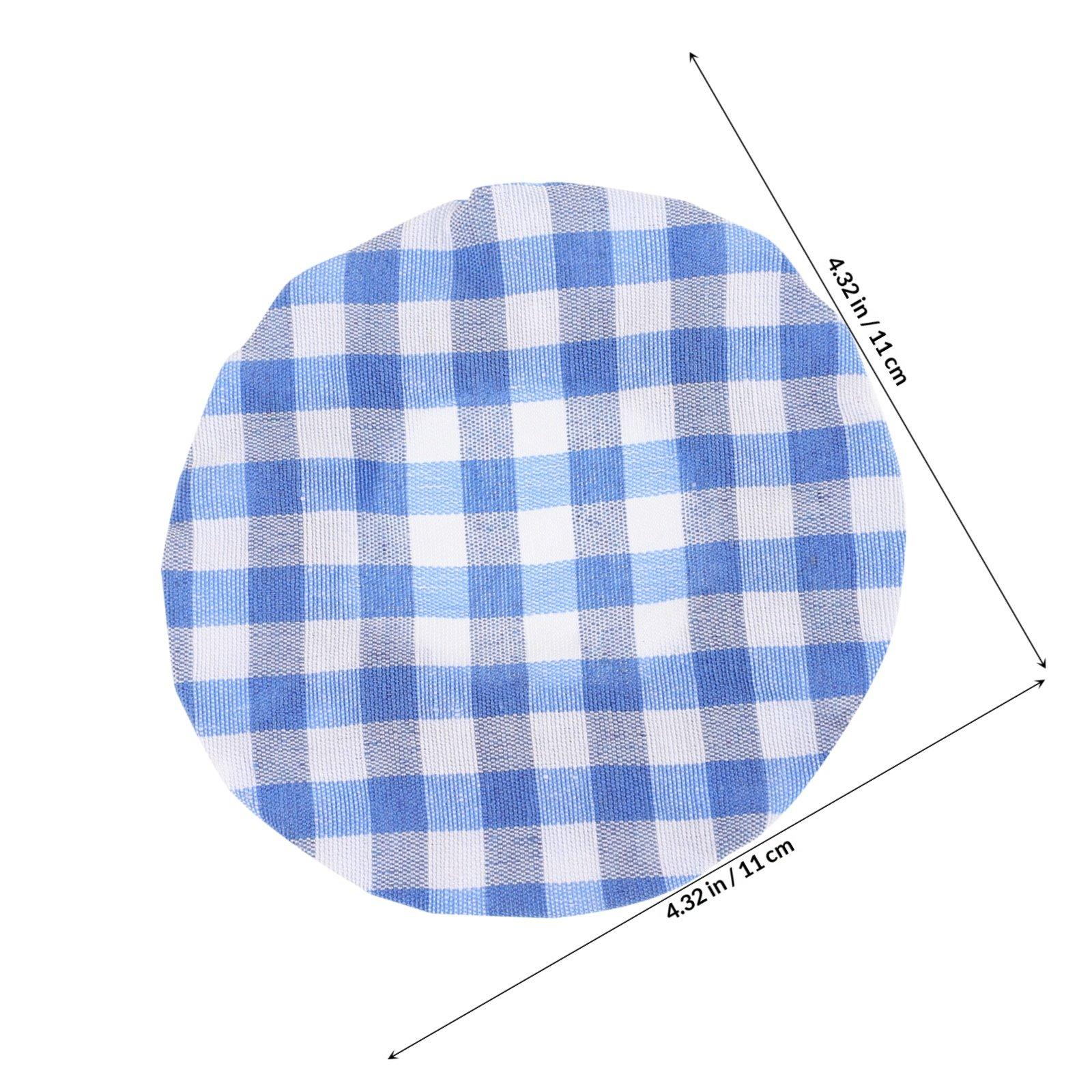 

4Pcs Glass Jar Covers Elastic Unbleached Cloth Lid Plaid Sourdough Starter Bread Cheese Fermentation Proofing Bowl Covers синий