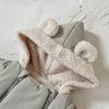 Baby Unisex Velvet Warm Hooded Bodysuit - Long Sleeve, Ears, Autumn/Winter One-Piece