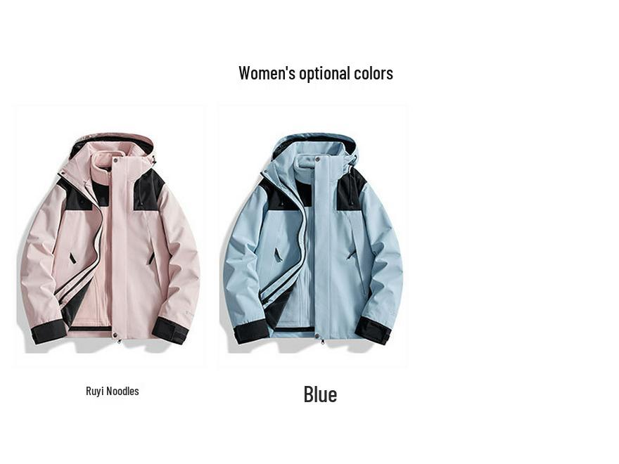 Autumn/Winter Outdoor Windproof Jacket: Women's Single Layer & Men's Three-in-One Set with Detachable Liner
