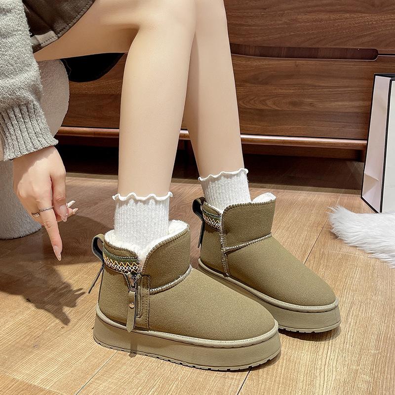 

Женские винтажные зимние ботинки широкой полноты, ботильоны на платформе с боковой молнией, зимние ботильоны до щиколотки для женщин с плюшевой подкладкой 42 зелёный